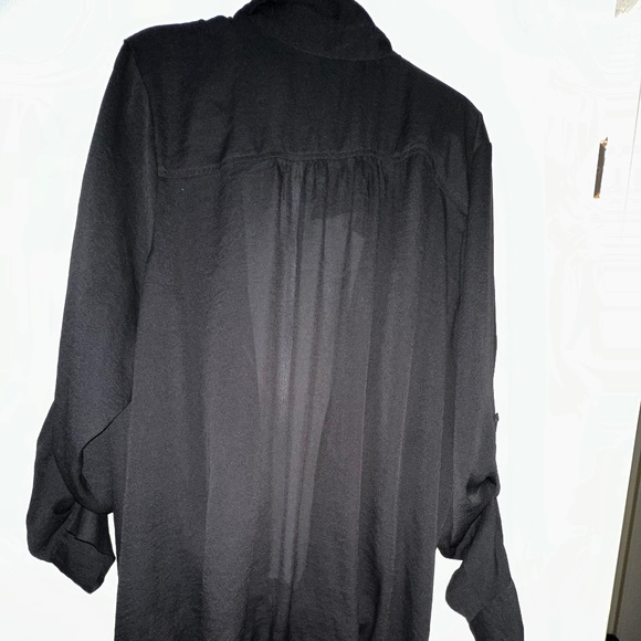 Black Button-Up Tie Front Shirt – 4X, Fitted - Picture 6 of 7